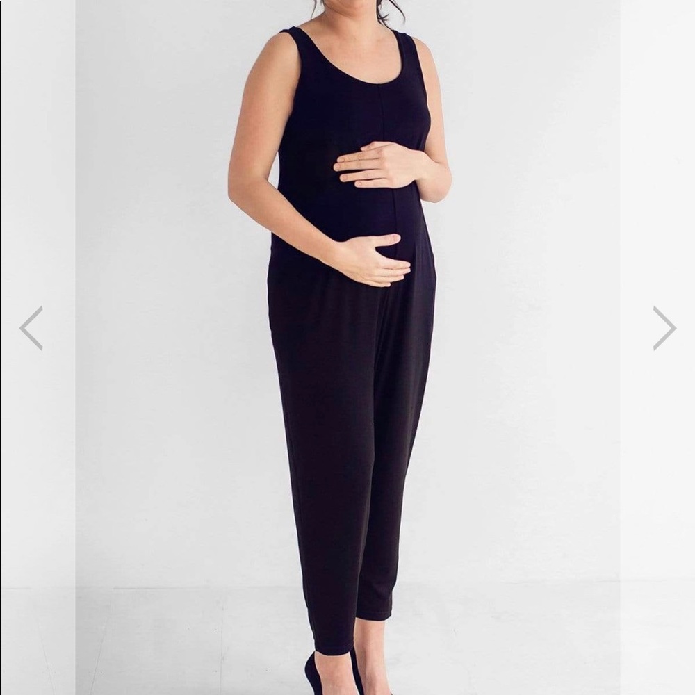 Honey Tupelo Black Maternity Jumpsuit